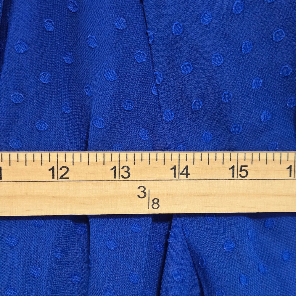 Nanette Lepore Royal Blue Clip Dot Ruffle Tiered Mini Dress Size 14 - Picture 6 of 7